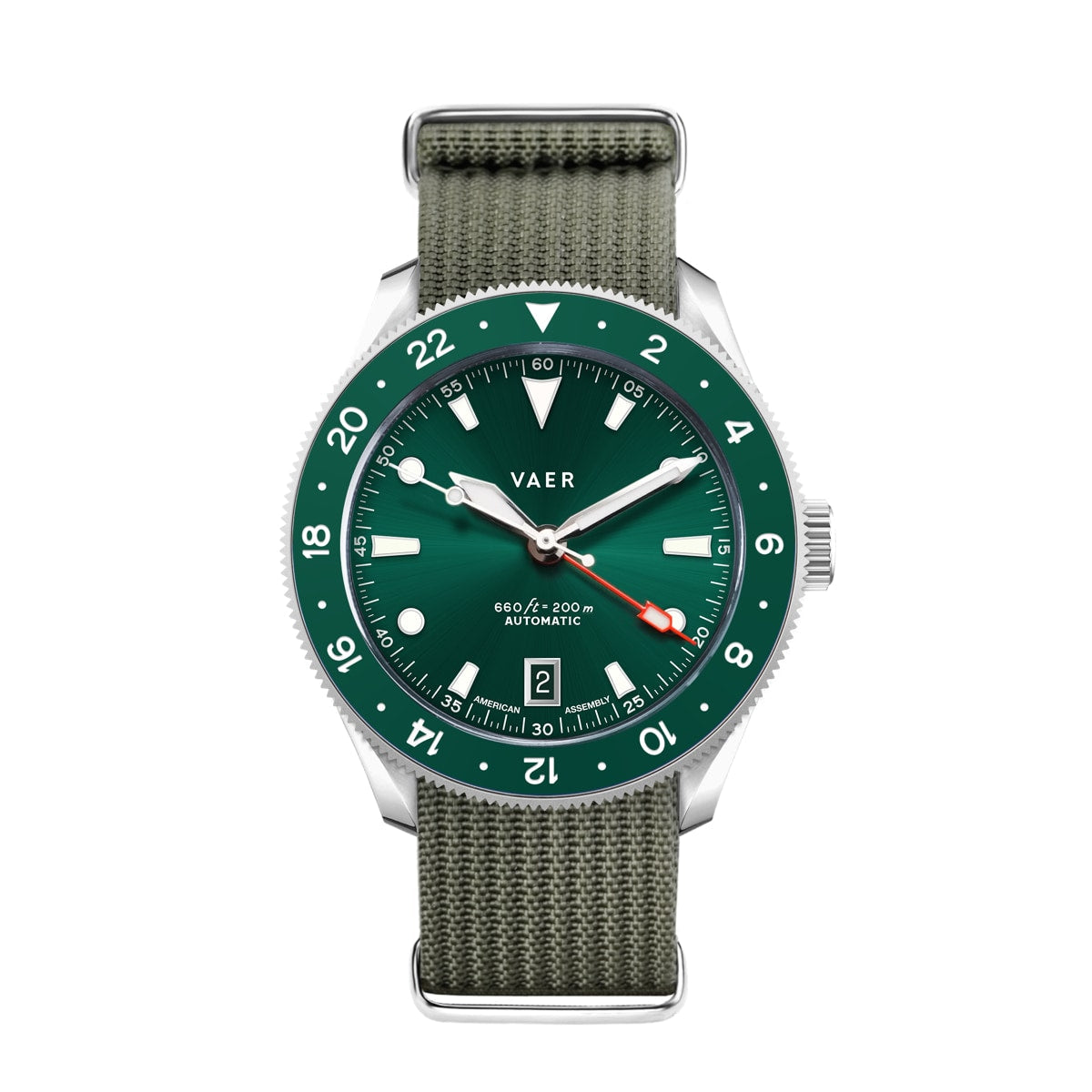 VAER G5 Meridian Green GMT Mens Watch - 39mm USA