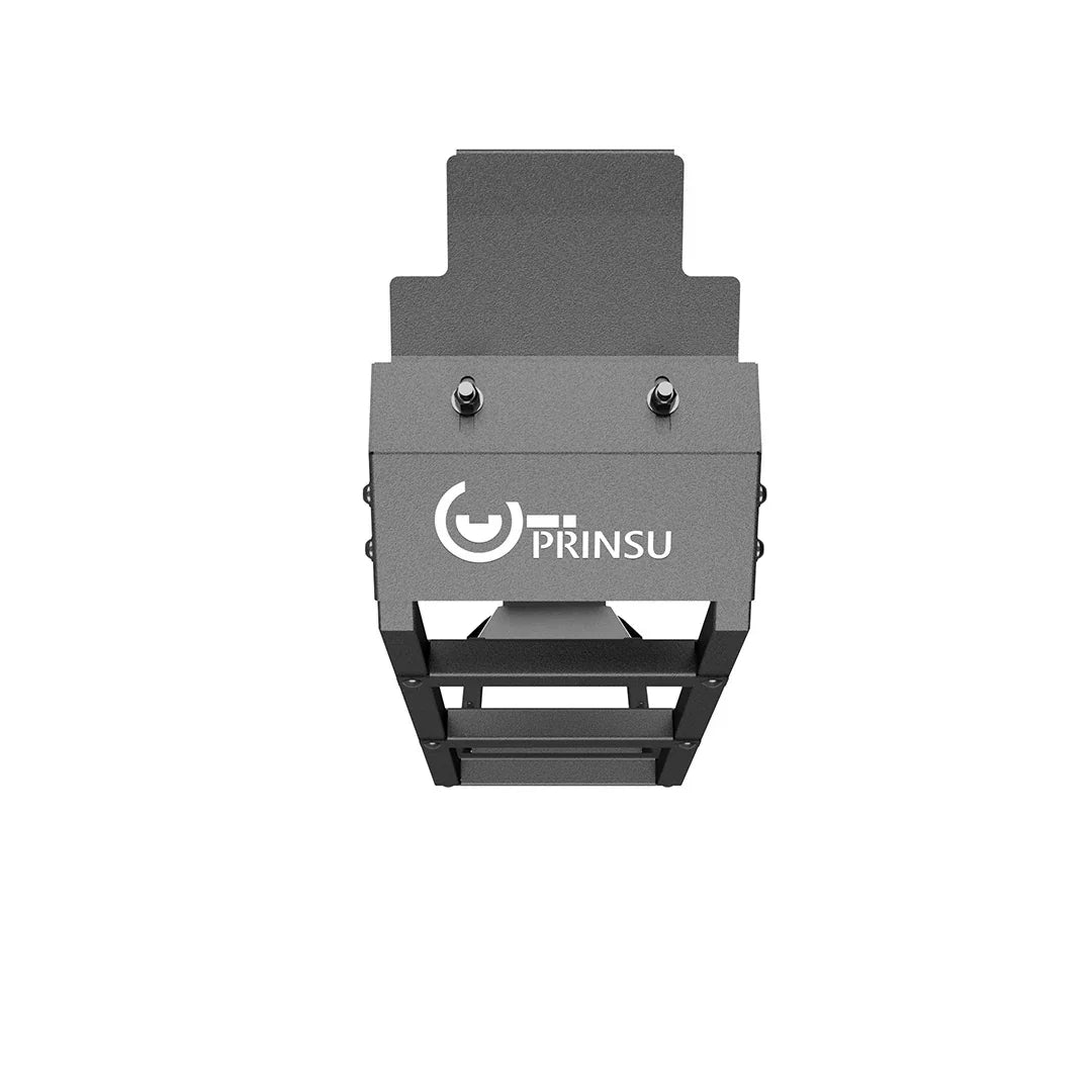 Top view of a black metal roof ladder for Lexus GX460, overlanding vehicle accessory