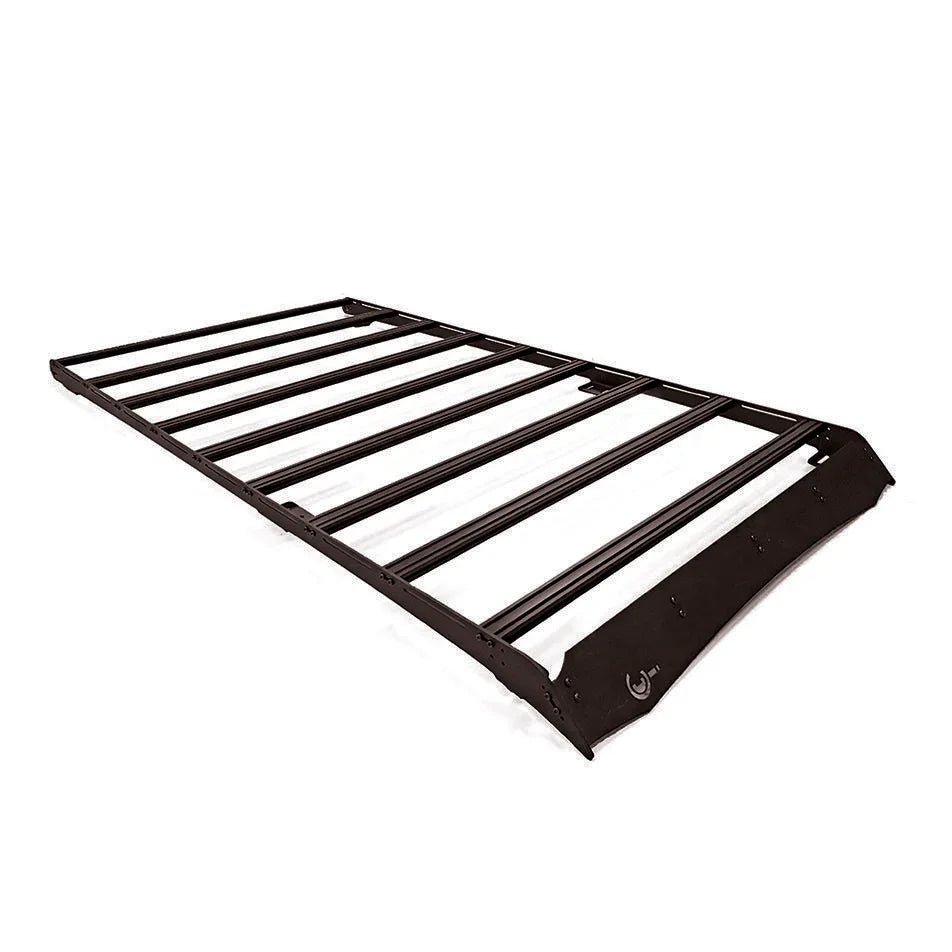 Full-length black roof rack for Lexus GX460, ideal for overlanding and camping gear.