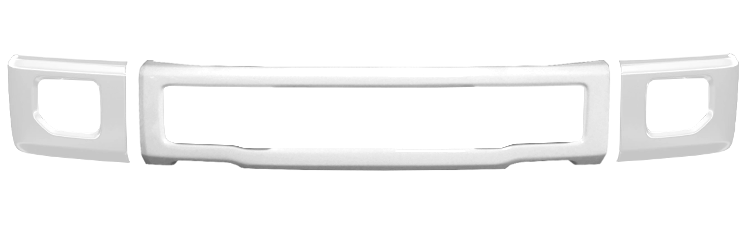 Gloss White 2015-2017 Ford F-150 Front Bumper Covers with fog lamp cutouts, Chrome Delete Kit