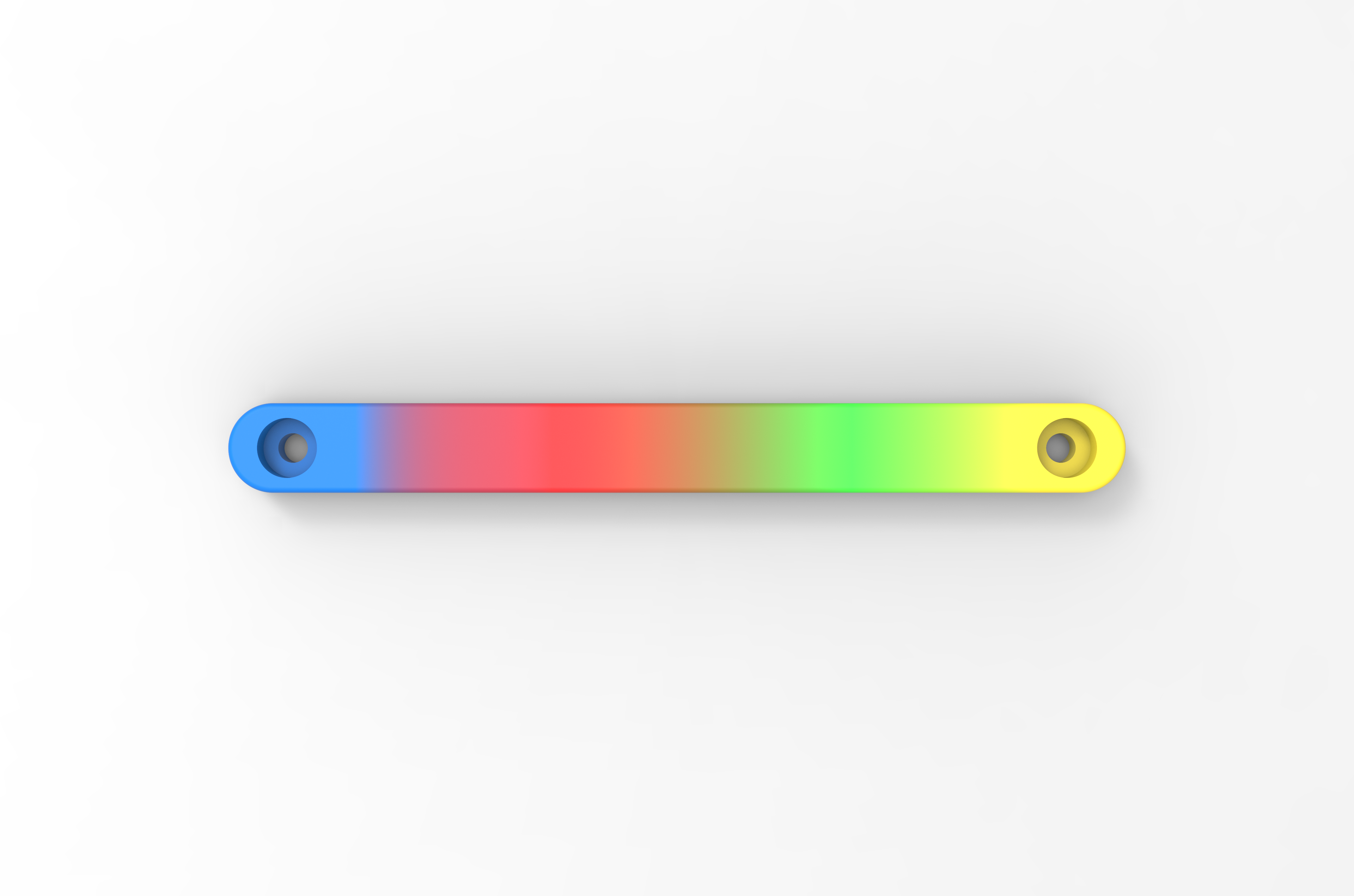 Flat metal bar with holes, gradient blue to yellow, overlanding gear accessory
