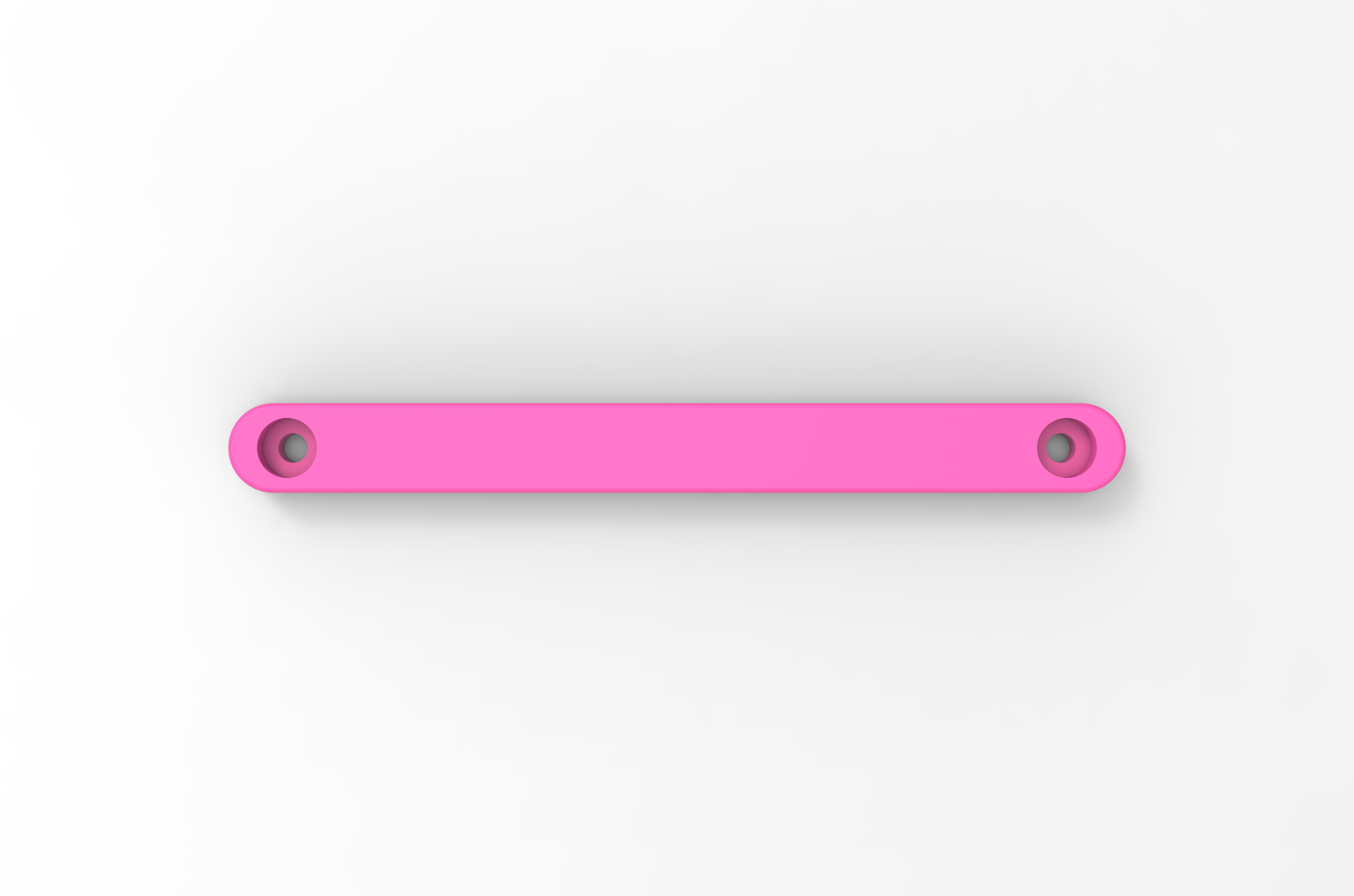 Pink metal mounting bar with two holes, overlanding vehicle accessory part