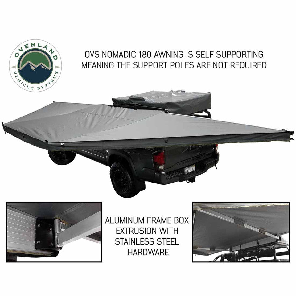 HD Nomadic 180 Degree Awning - Dark Grey with Black Travel Cover Universal