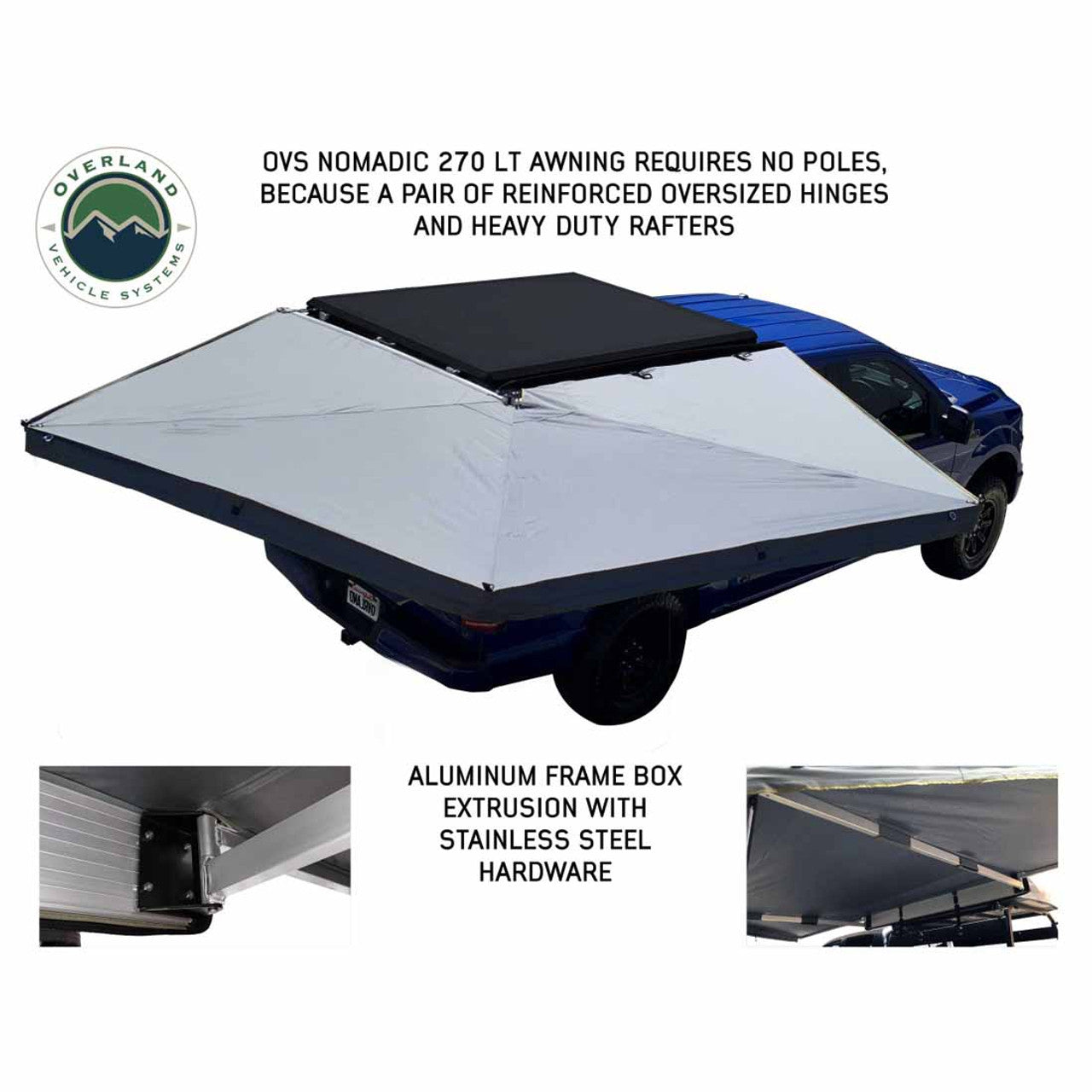 HD Nomadic 270 LT Awning - Dark Gray With Black Travel Cover Universal