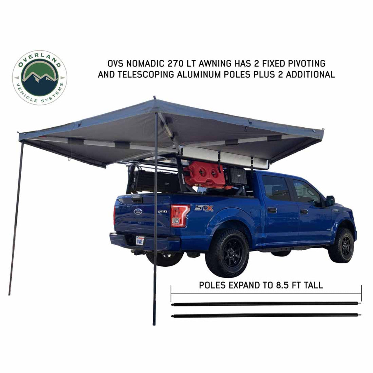 HD Nomadic 270 LT Awning - Dark Gray With Black Travel Cover Universal
