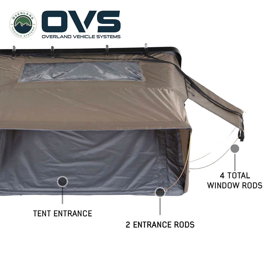 Overland Vehicle Systems HD Bushveld 4 person cantilever hard shell roof top tent - view 3