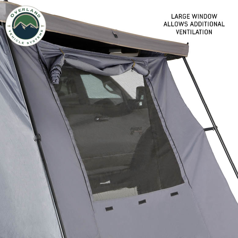 OVS HD Nomadic 270/180 degree awning annex room enclosure, grey body, green trim - view 6