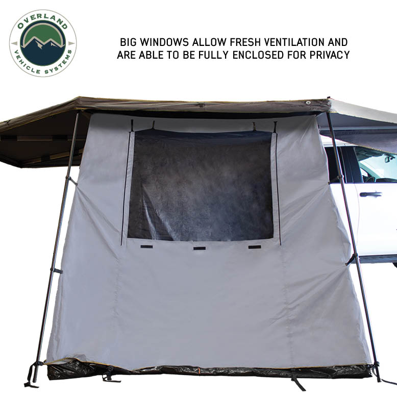 OVS HD Nomadic 270/180 degree awning annex room enclosure, grey body, green trim - view 7