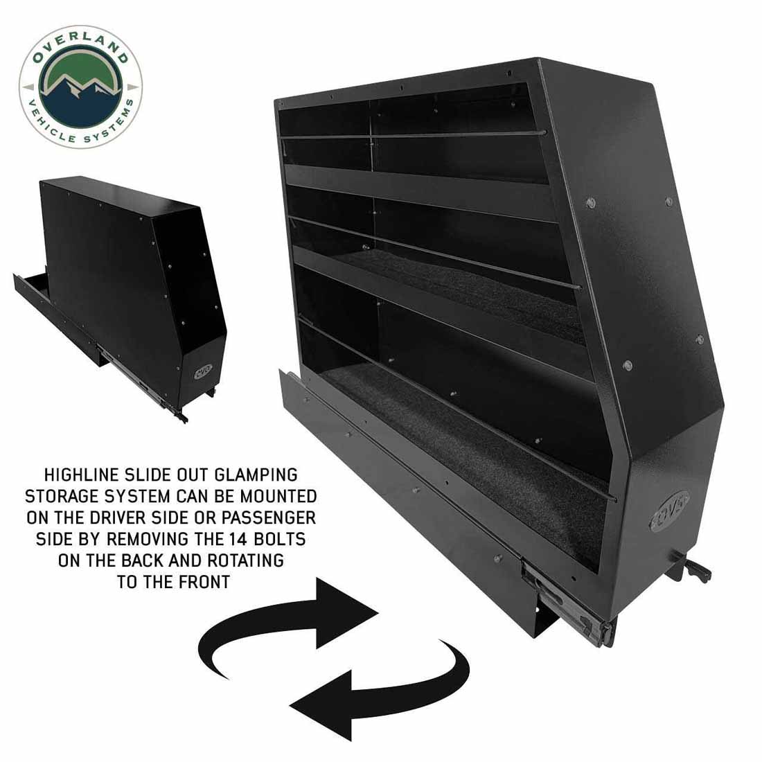 Overland Vehicle Systems Highline slide out camping storage system in black powder coat - view 10