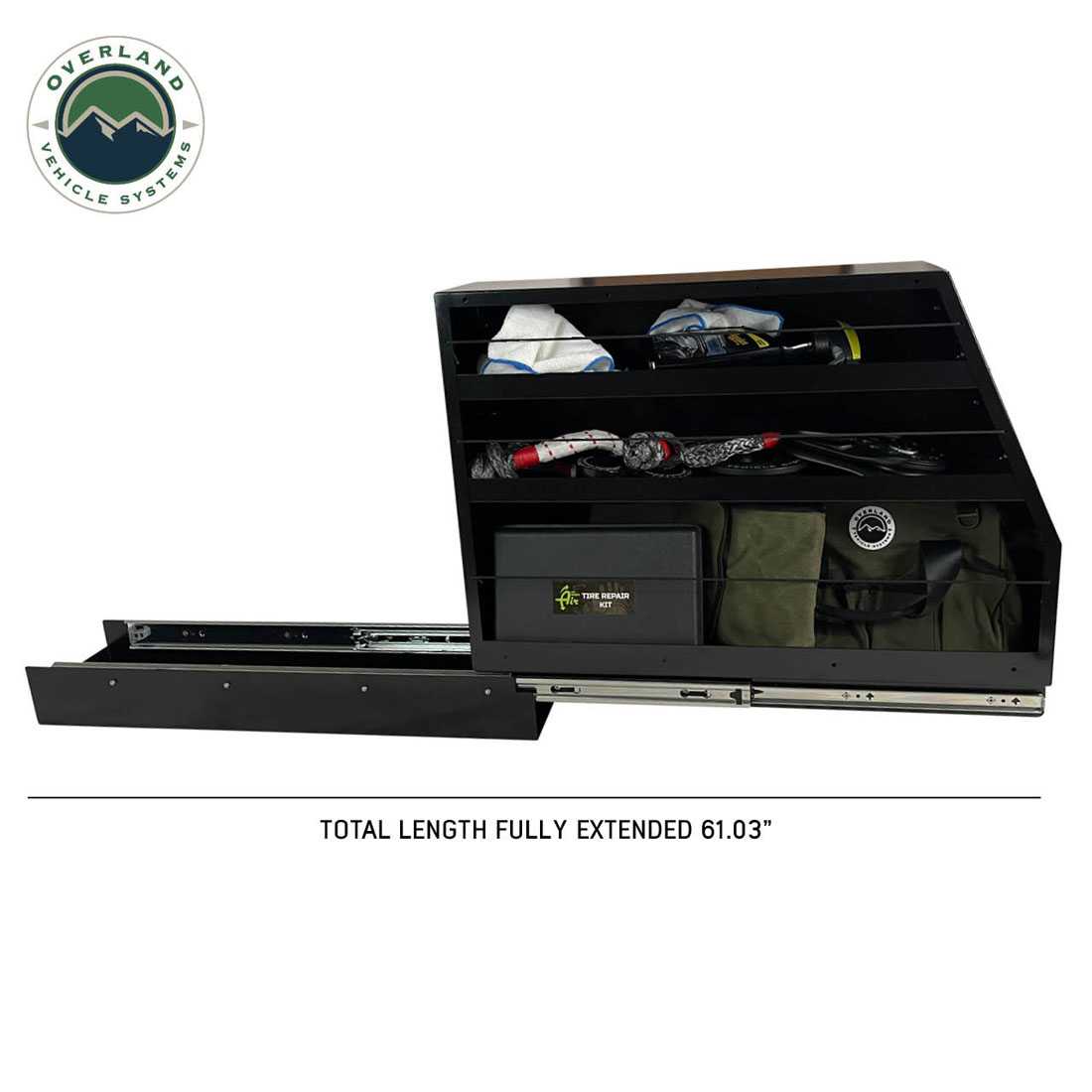 Overland Vehicle Systems Highline slide out camping storage system in black powder coat - view 7