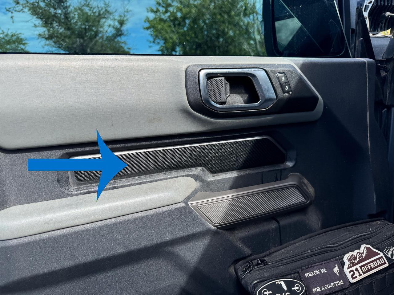 StickerFab Topo Front Interior Upper Door Card Insert Overlays (Printed Series) - 2021+ Bronco 2 Door