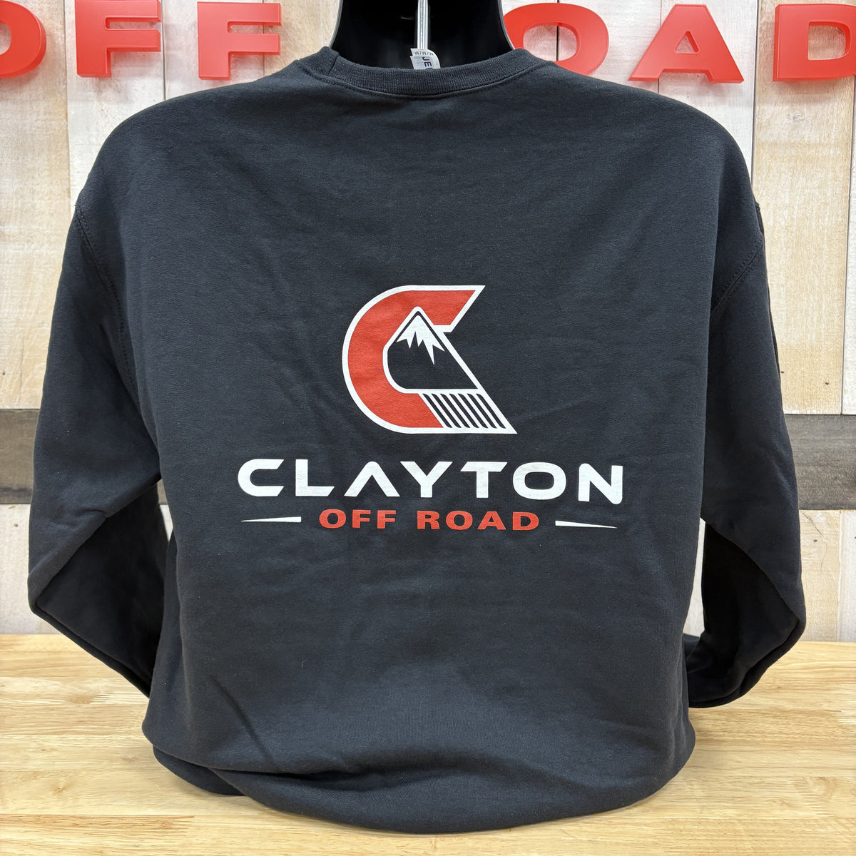 Clayton Off Road black crew-neck sweatshirt, universal fit