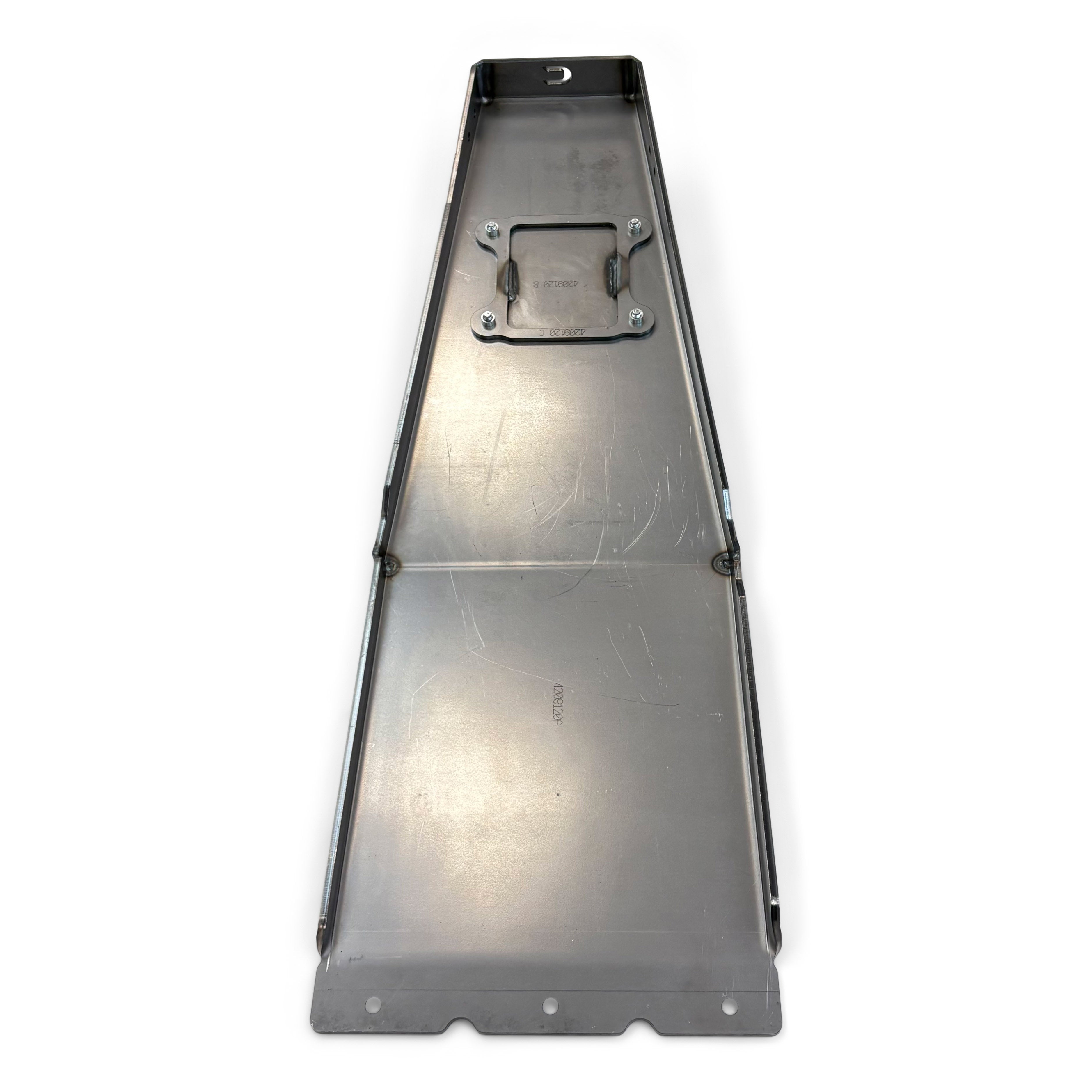 Aluminum skid plate panel for overlanding vehicle underbody protection
