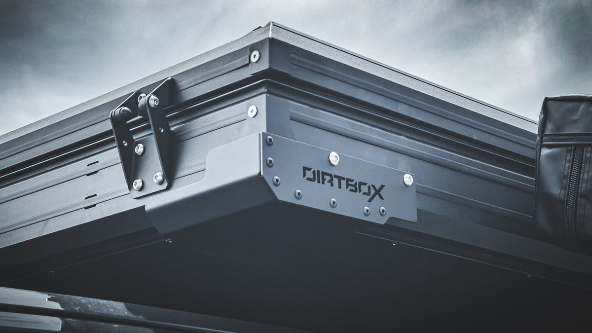 Dirtbox Overland Canopy Camper Rain Gutter in black
