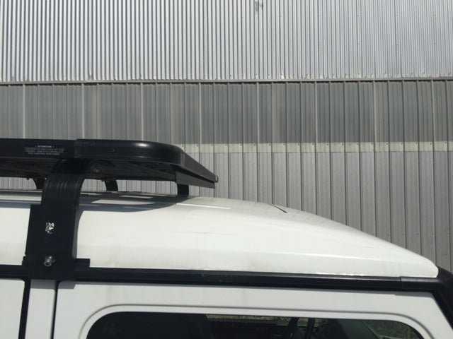Roof rack mounted on white SUV, ideal for overlanding and adventure vehicle accessories