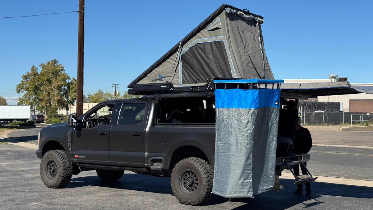 Dirtbox hard shell overland shower awning with changing room, universal fit