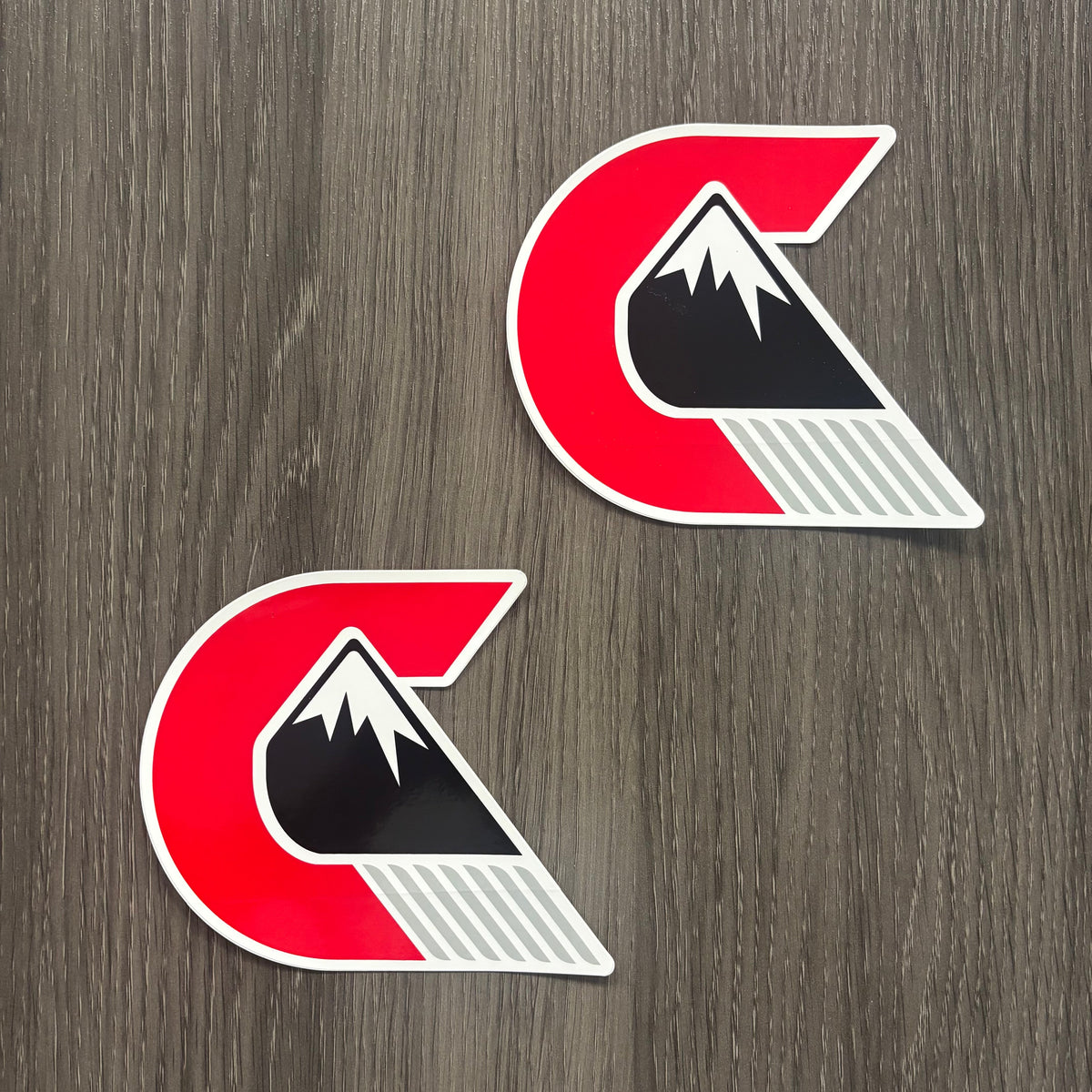 Clayton Off Road official C logo bumper stickers, two pack, universal fit