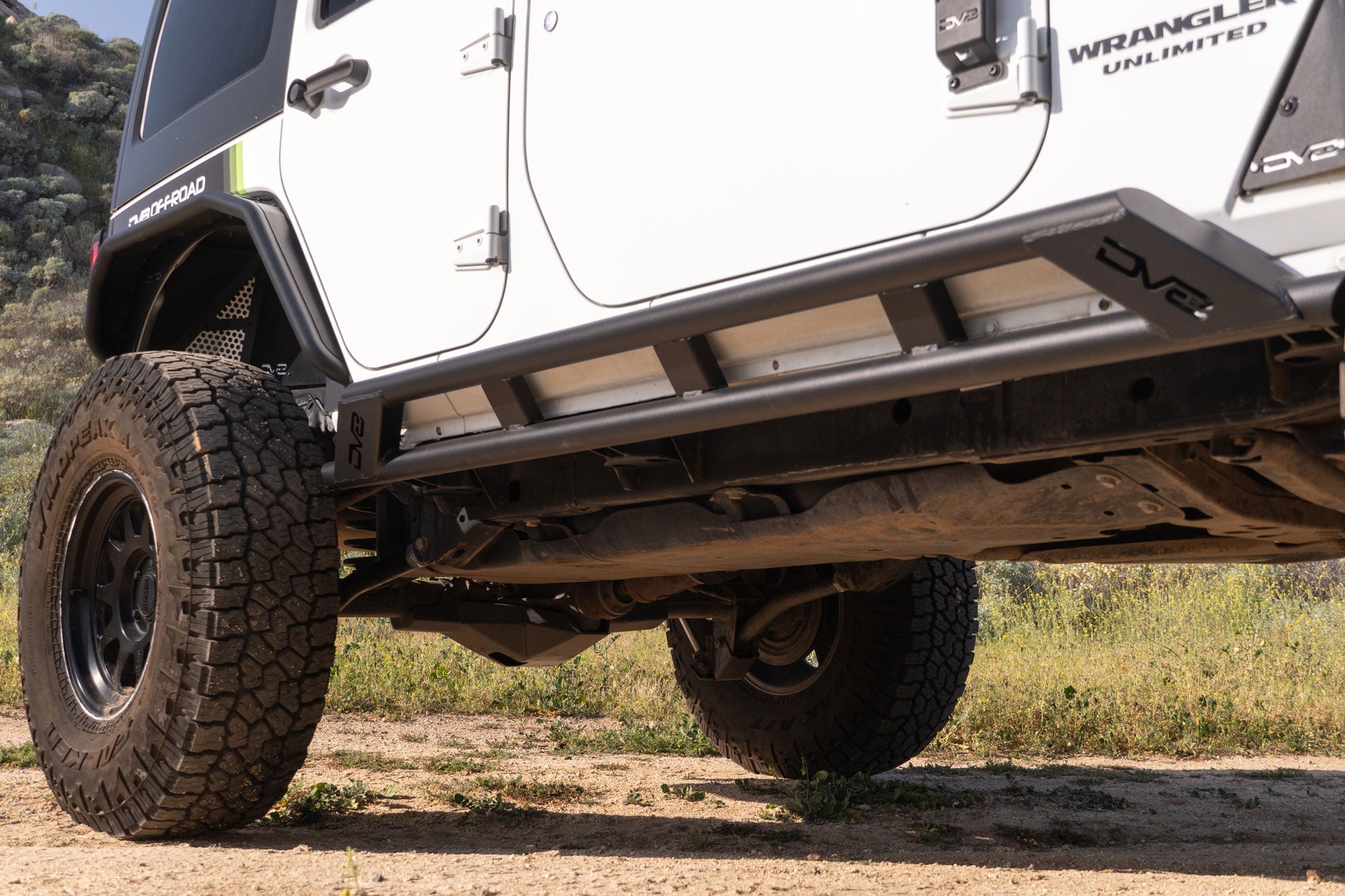 Jeep-Wrangler-JK-4-Door-Rock-Sliders-Installed-1 - NVMOS