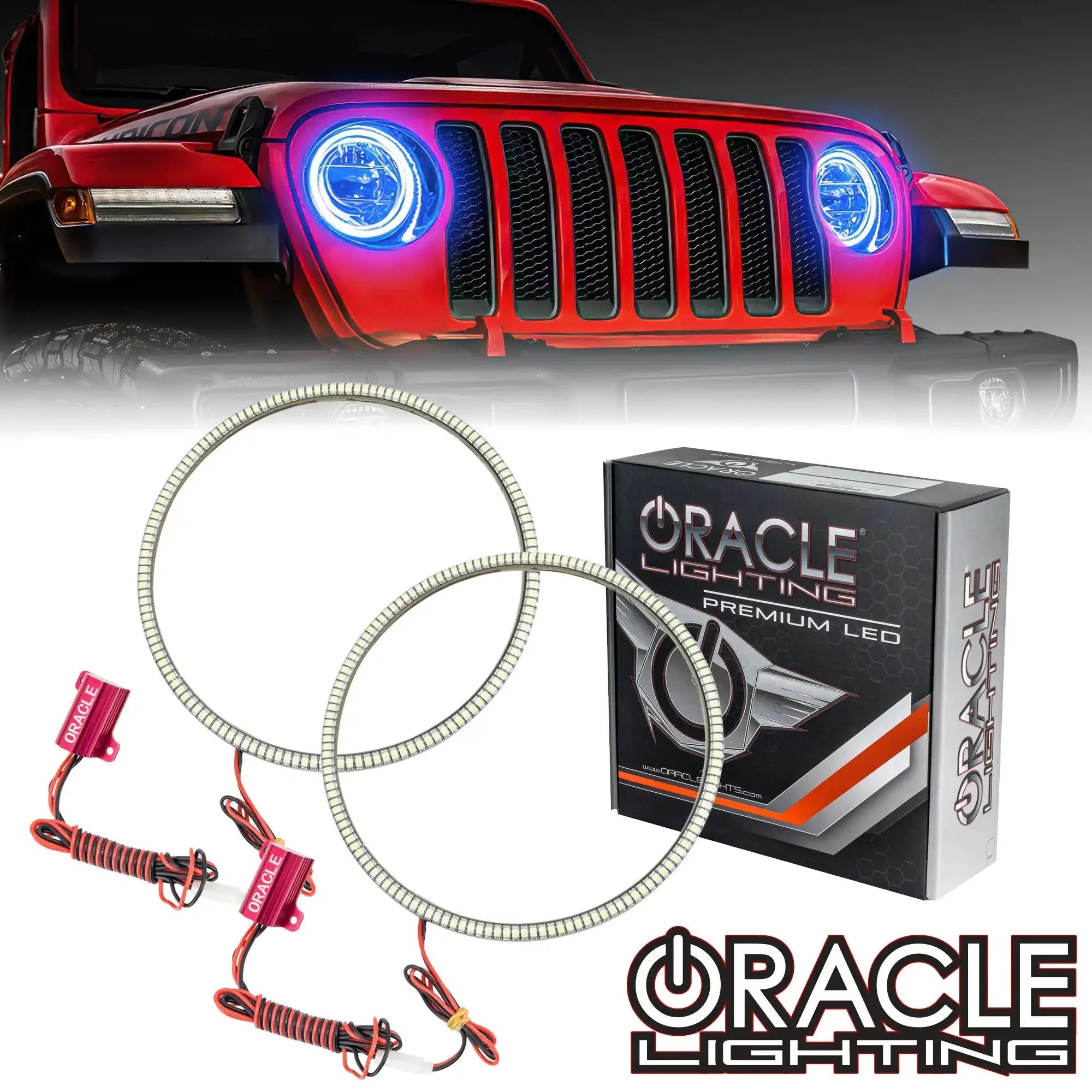 JeepGladiatorJLORACLELEDHeadlightSurfaceMountHaloKit - NVMOS