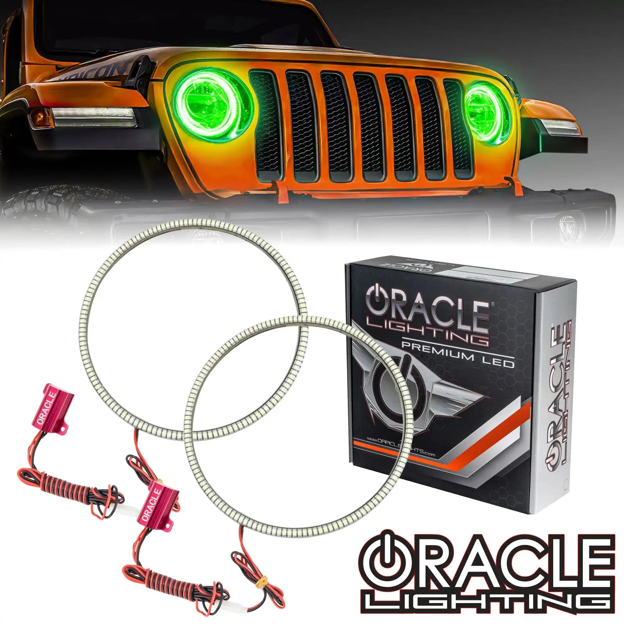 JeepGladiatorJTORACLELEDHeadlightSurfaceMountHaloKit - NVMOS