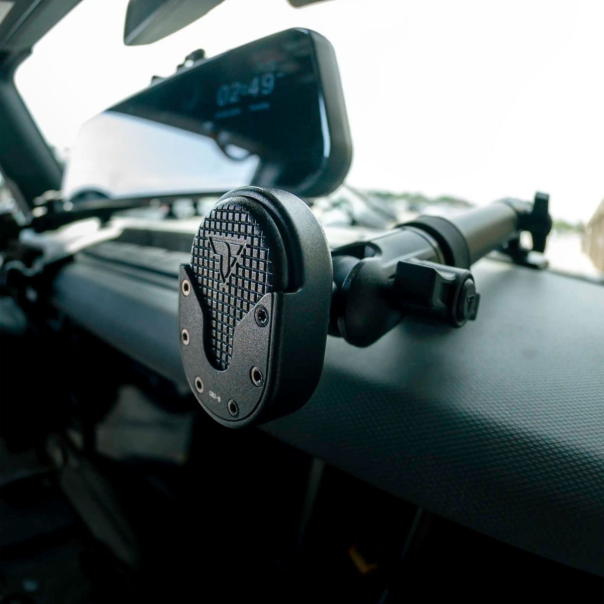 Tackform spring-loaded CB microphone holder with 20mm ball, universal fit
