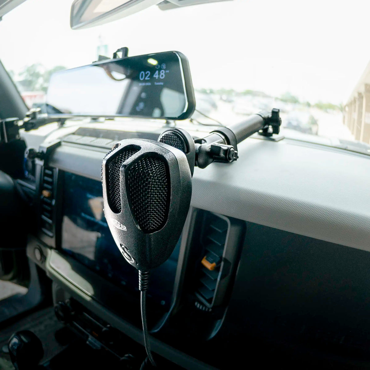 Tackform spring-loaded CB microphone holder with 20mm ball, universal fit