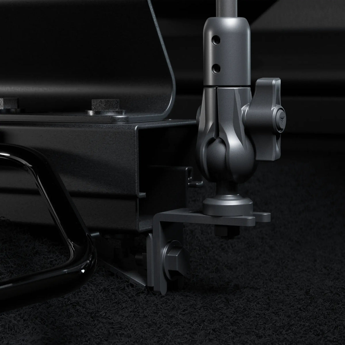 Tackform seat rail floor bolt magnetic tablet mount with flex arm, universal fit