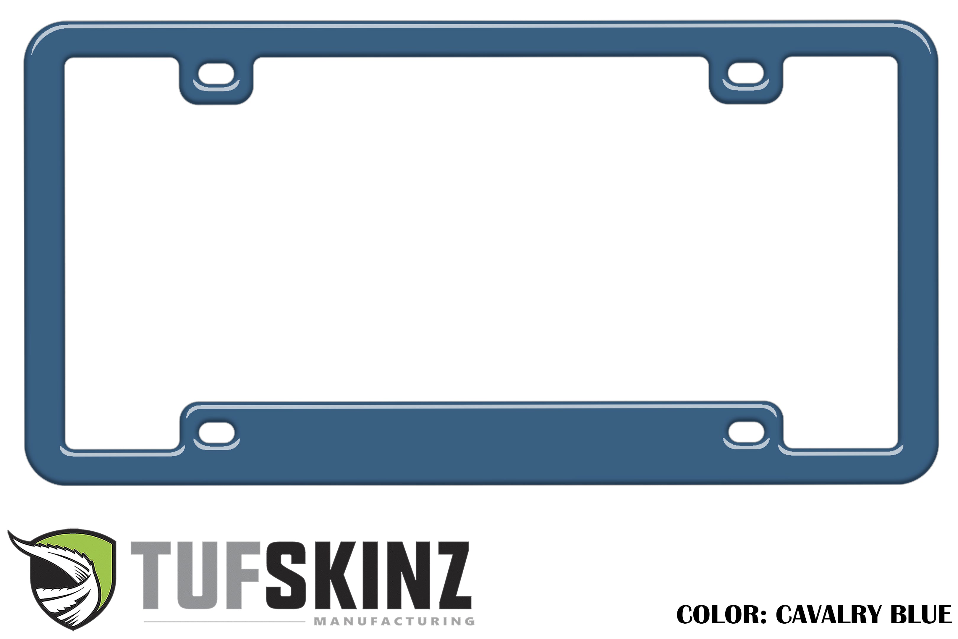 Cavalry blue license plate frame, rugged accessory for Toyota, Jeep, Ford vehicles
