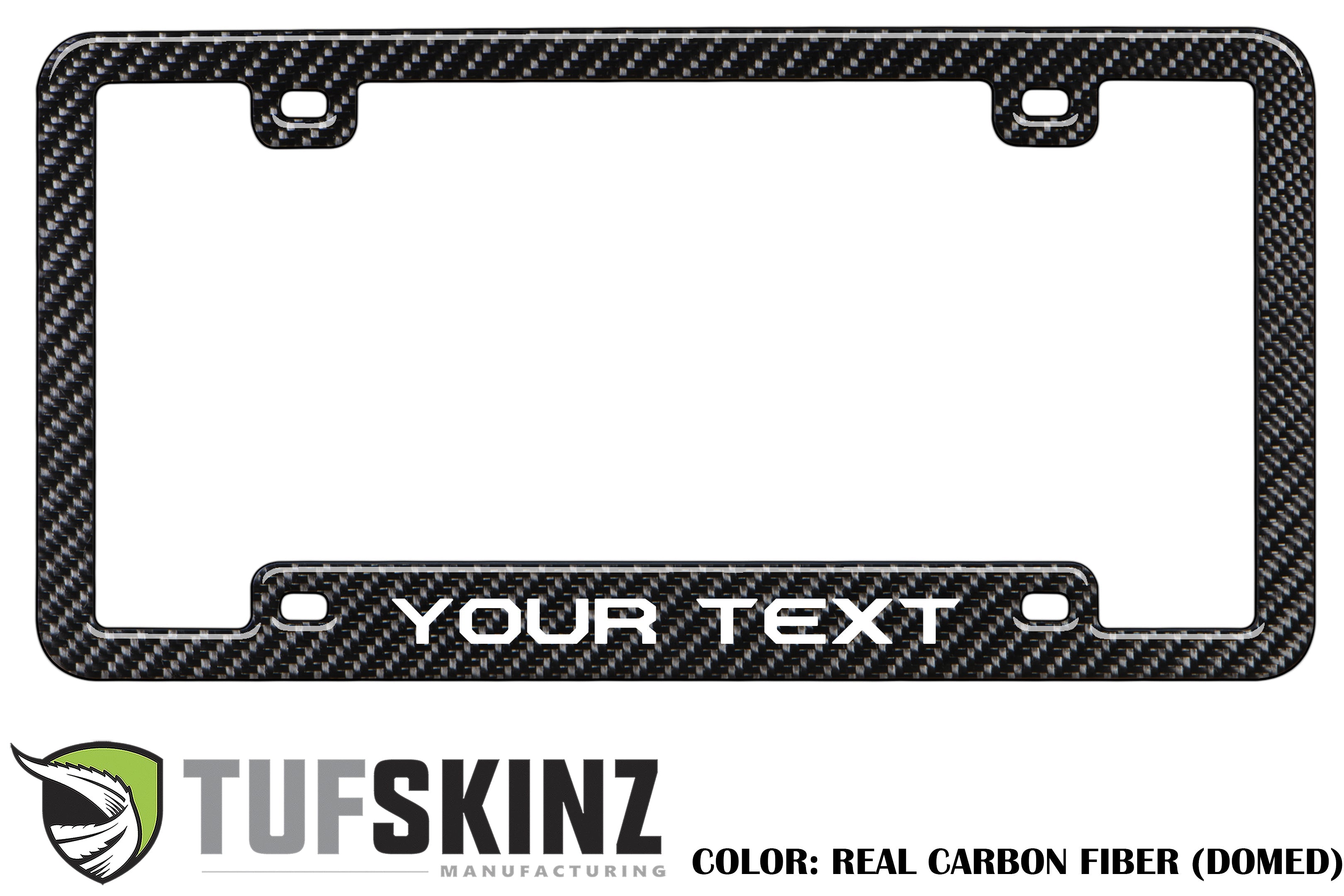 Custom real carbon fiber license plate frame with YOUR TEXT, fits trucks and SUVs.