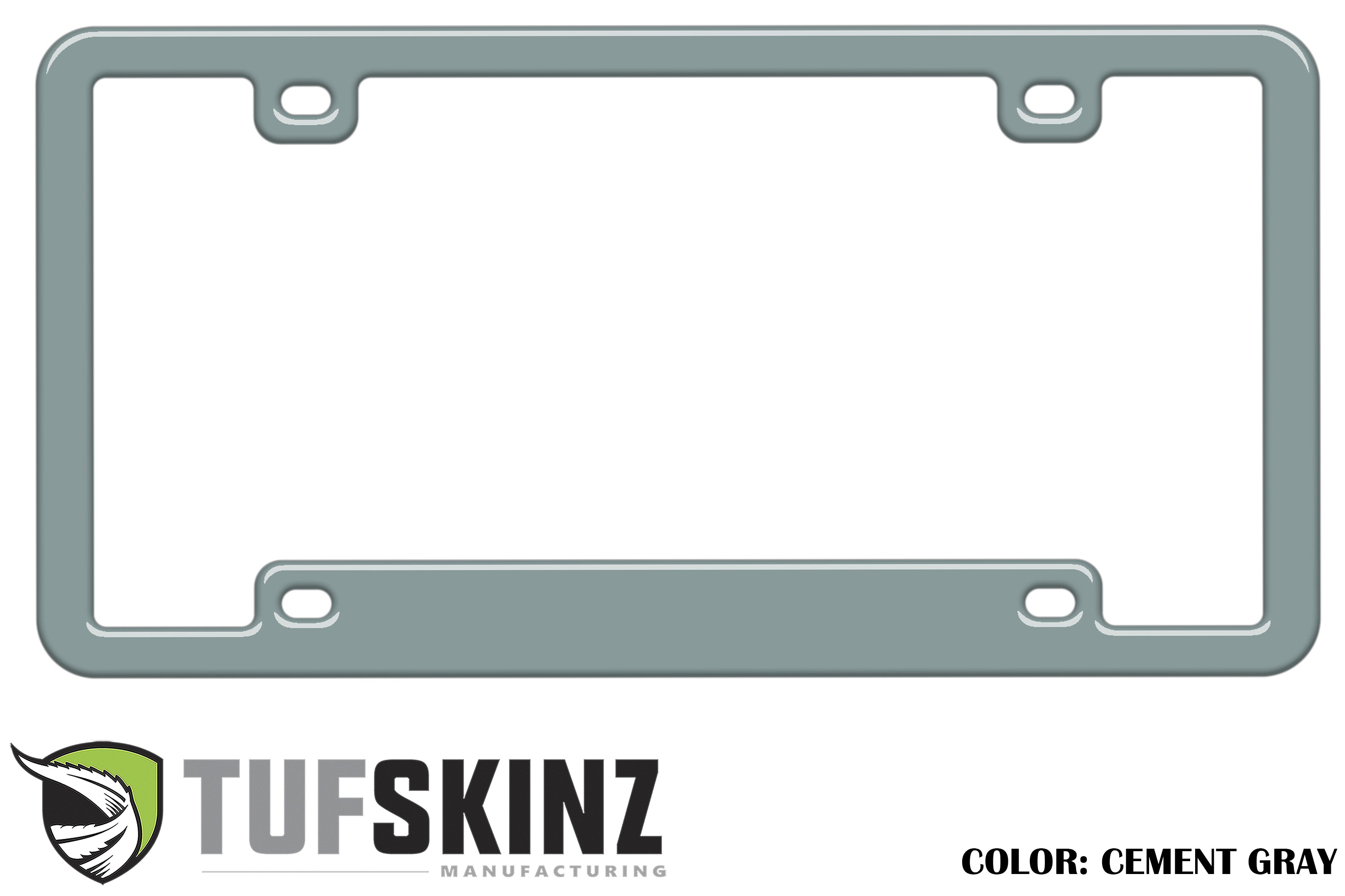 Cement gray license plate frame for off-road vehicles, four mounting holes, durable design