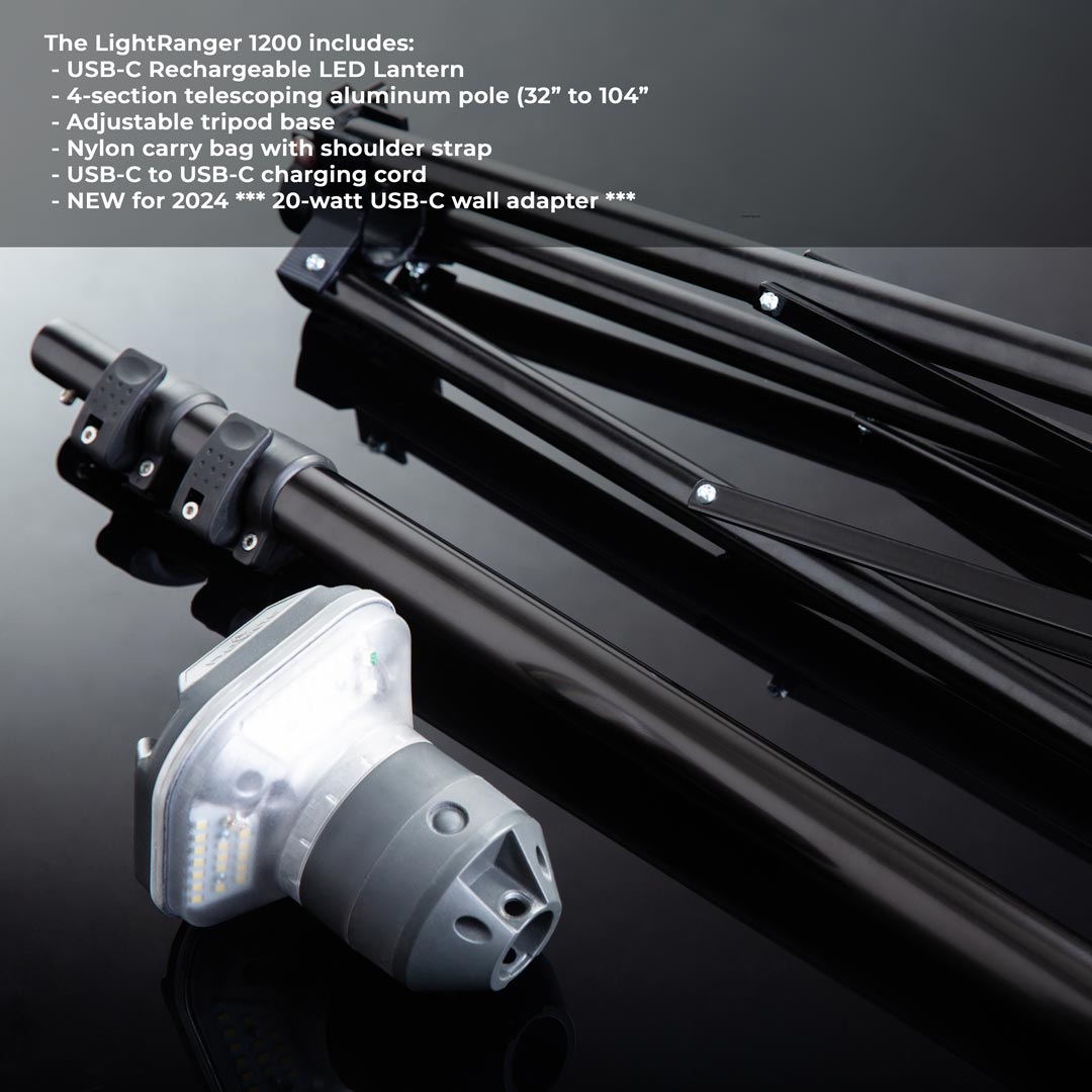 LightRanger-USBC-rechargeable-LED-Lantern-with-Telescoping-pole-tripod-wall-adapter - NVMOS