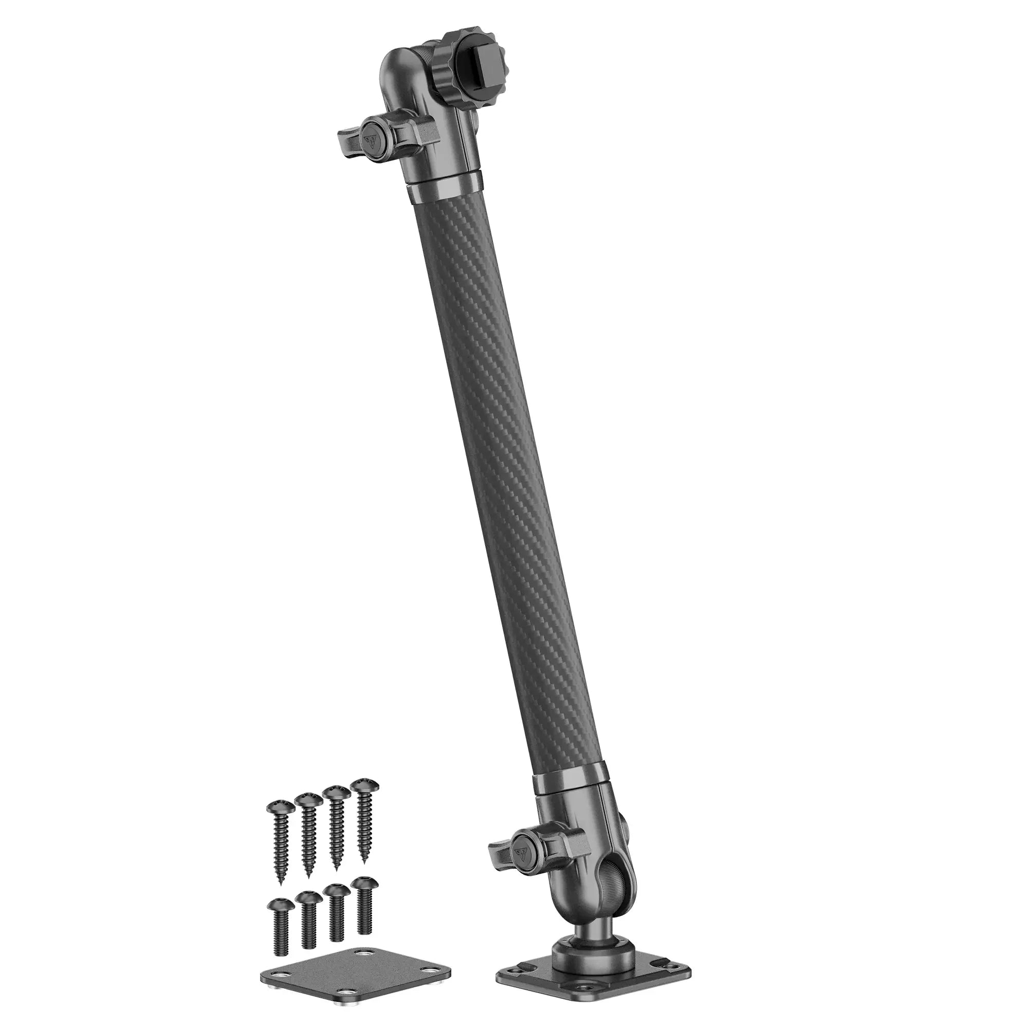 Carbon fiber adjustable support rod with mounting plates and screws for overlanding gear