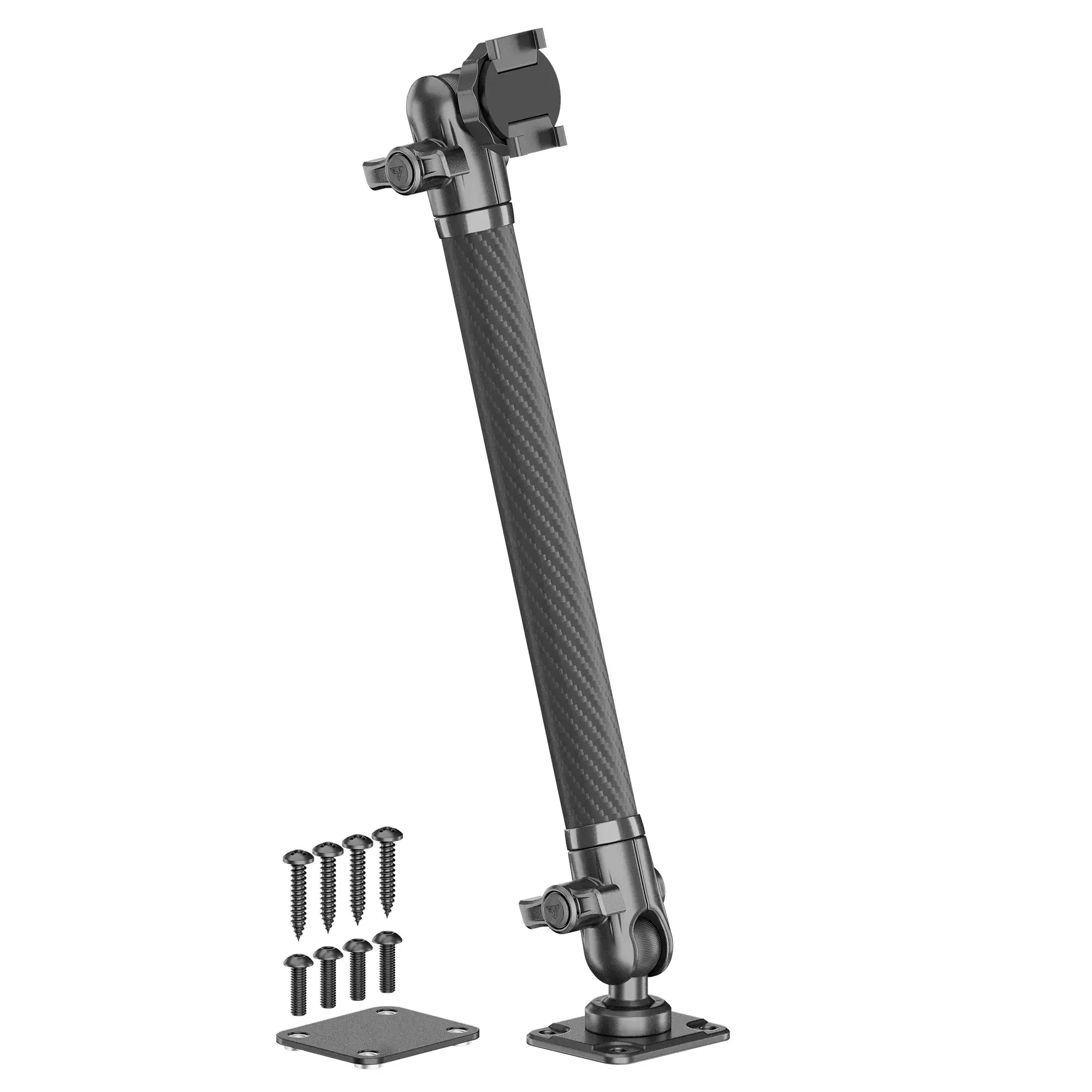 Adjustable carbon fiber support rod with mounting plates and screws for overlanding vehicles