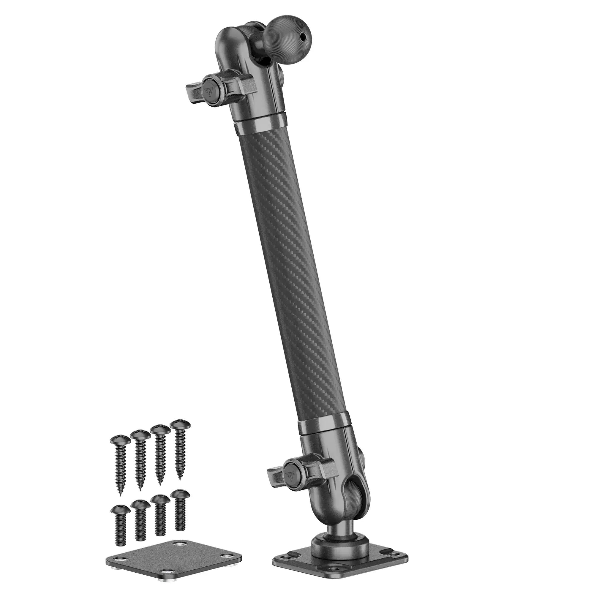 Adjustable carbon fiber vehicle accessory mounting arm with hardware for off-road setup