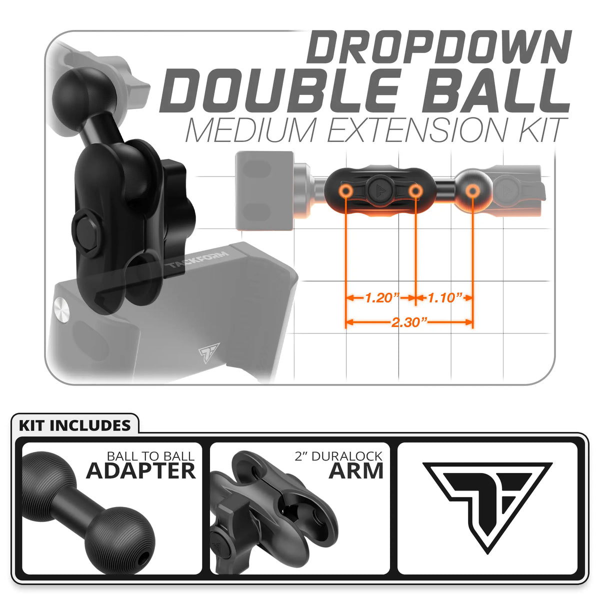 Tackform medium reach dropdown extension kit for 20mm arms, universal fit