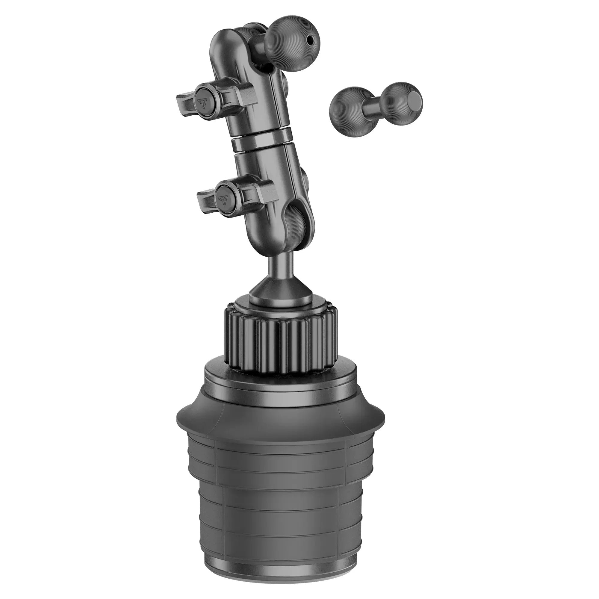 Adjustable black vehicle accessory mount with arm for overlanding and camping gear
