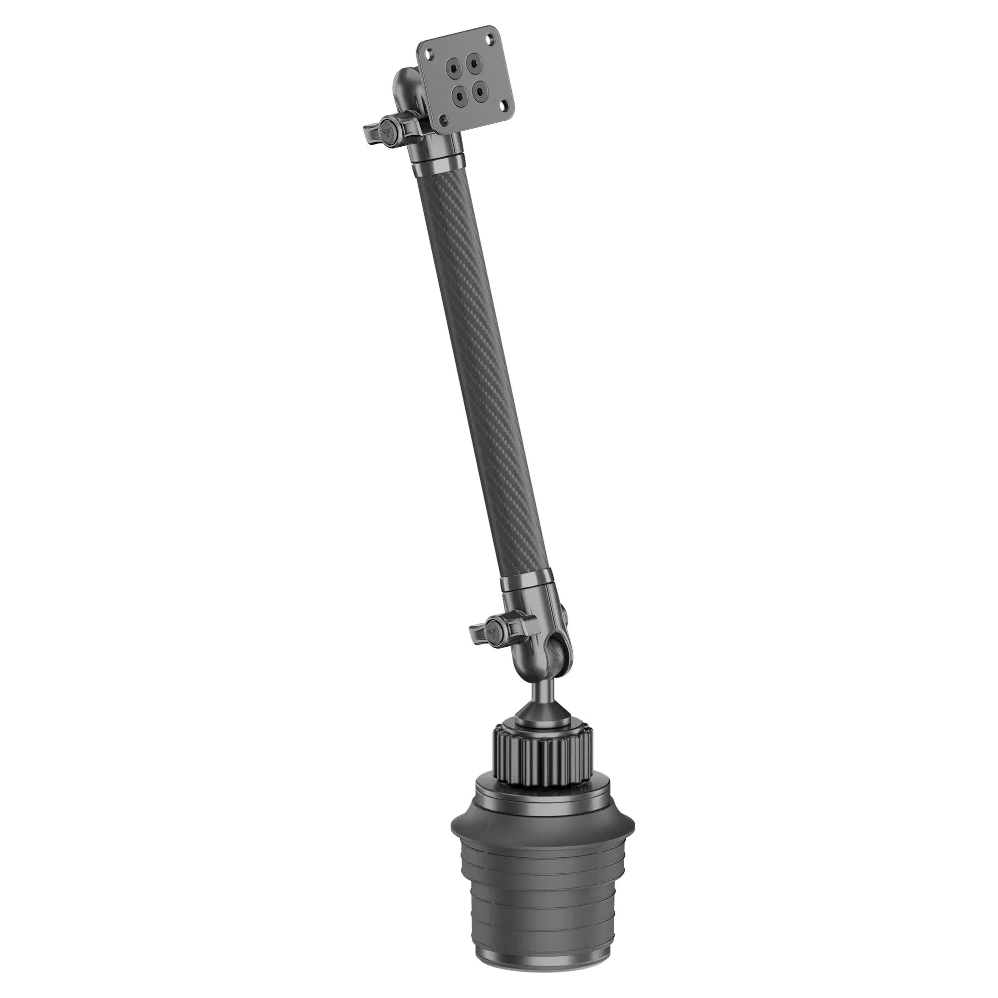 Adjustable carbon fiber off-road accessory mount for vehicle interiors or camping gear