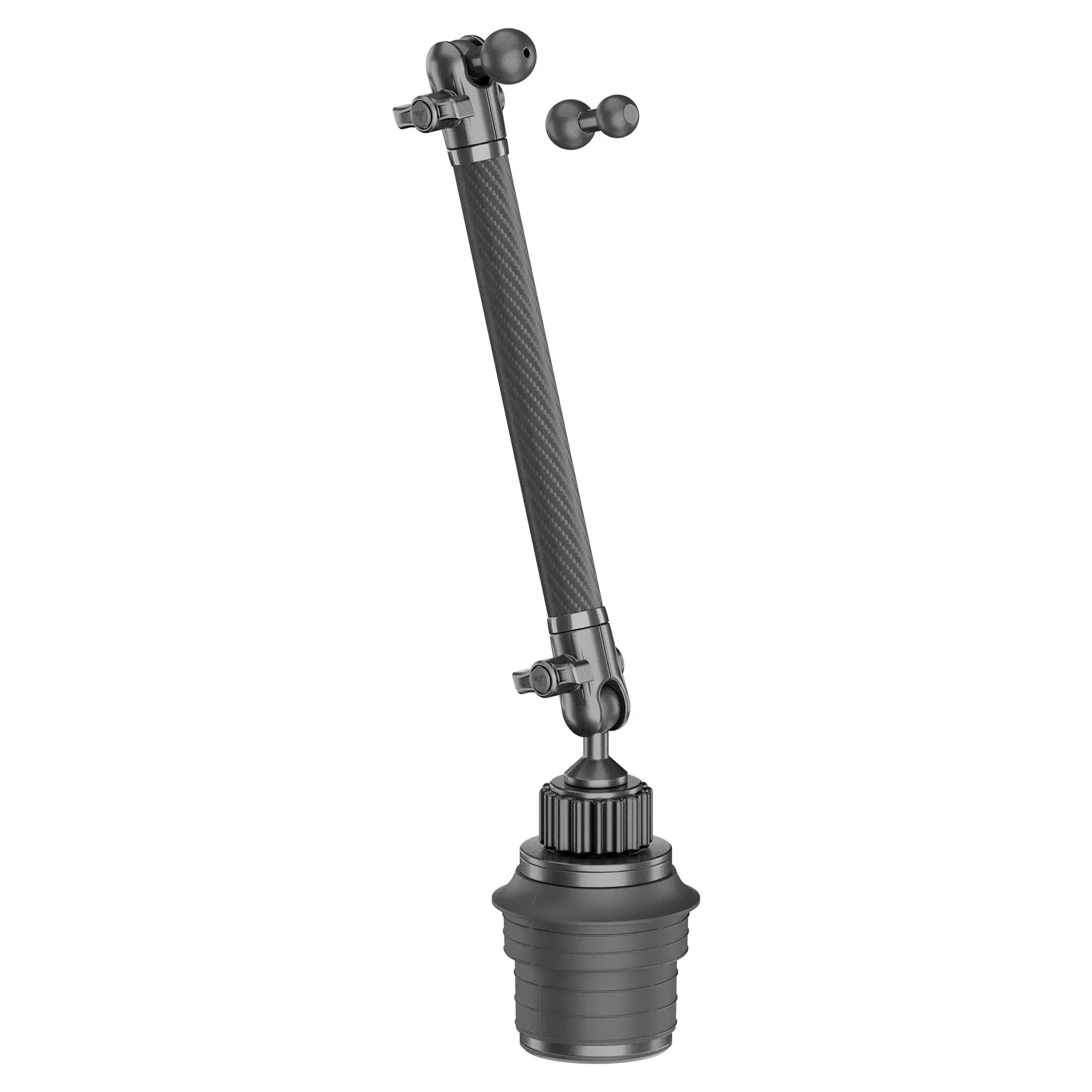 Adjustable carbon fiber mounting arm with ball joints for off-road vehicle accessories