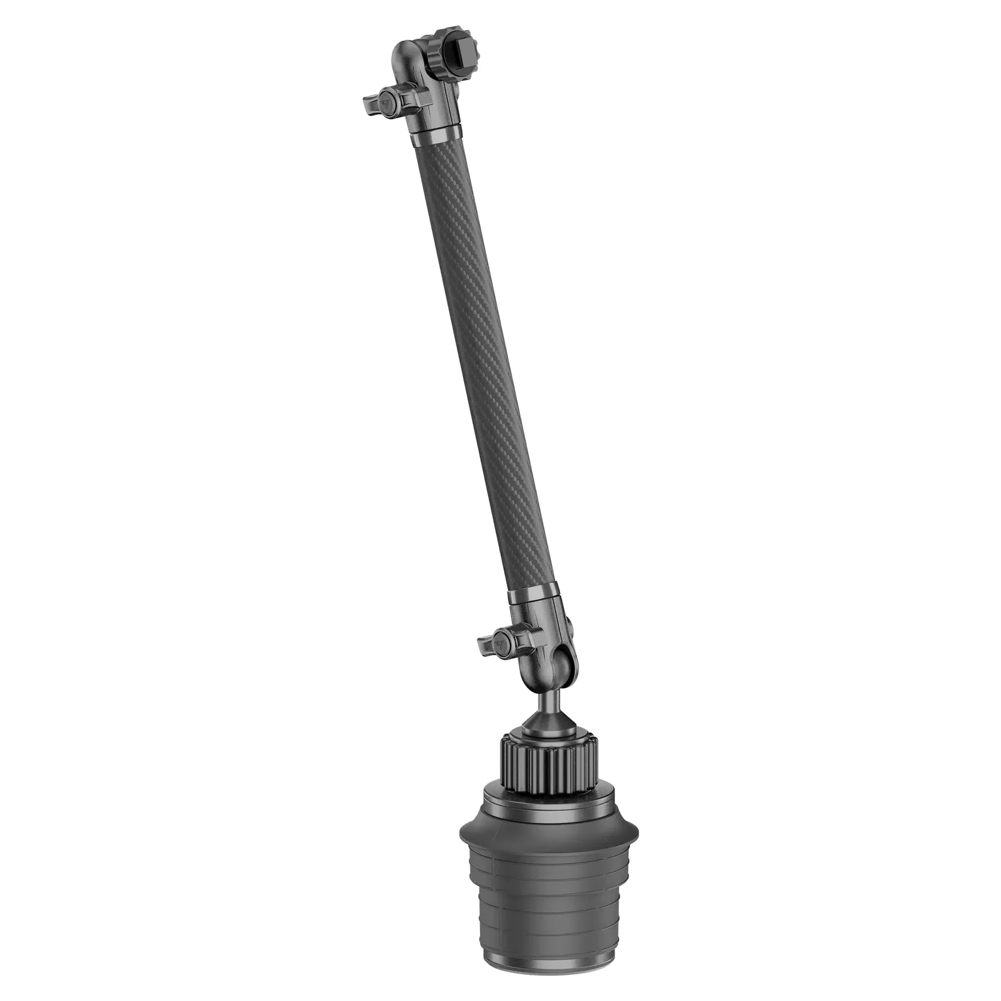 Adjustable carbon fiber CB radio antenna mount for overlanding vehicles, isolated on white background