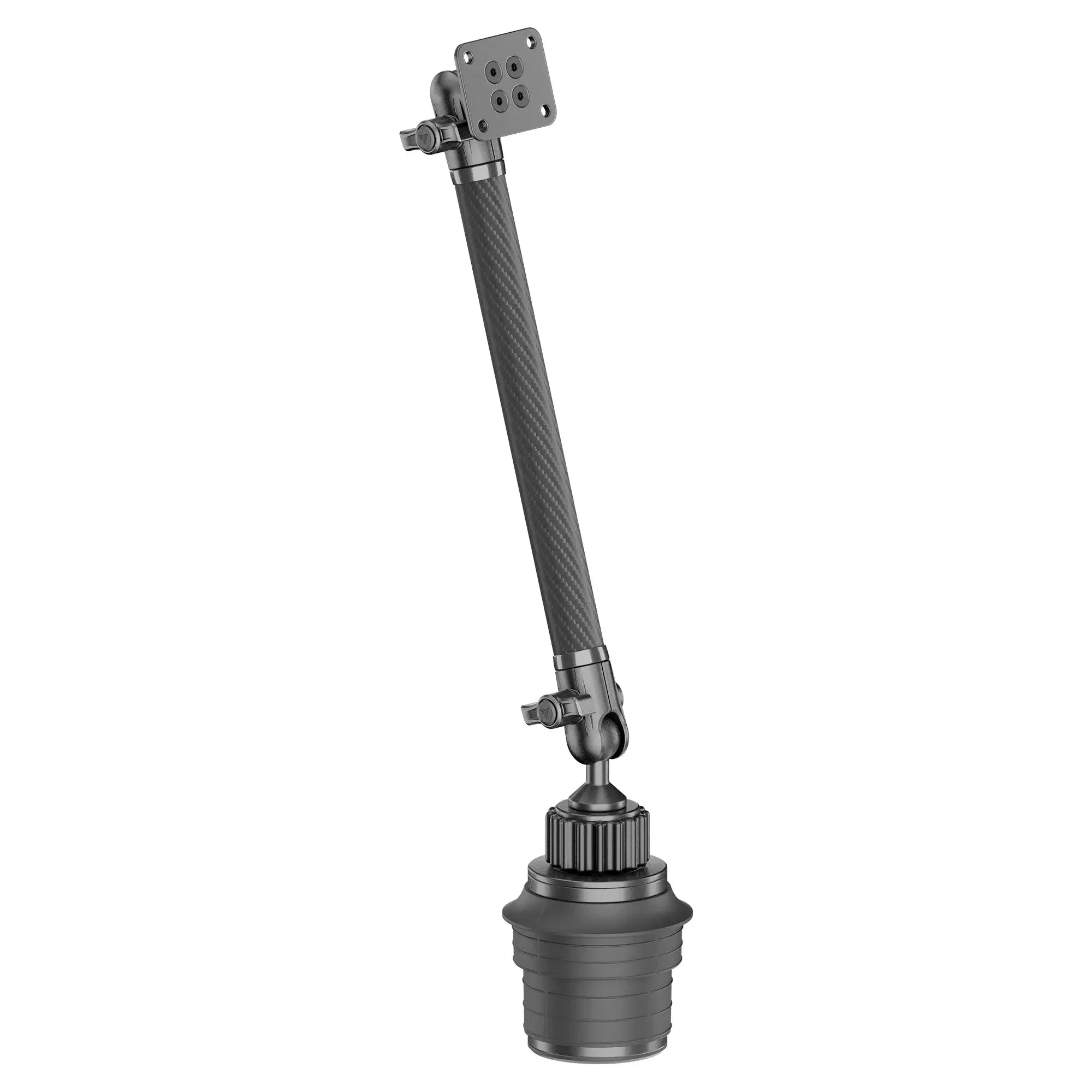 Heavy-duty adjustable vehicle accessory mounting arm with carbon fiber tube and ball joint
