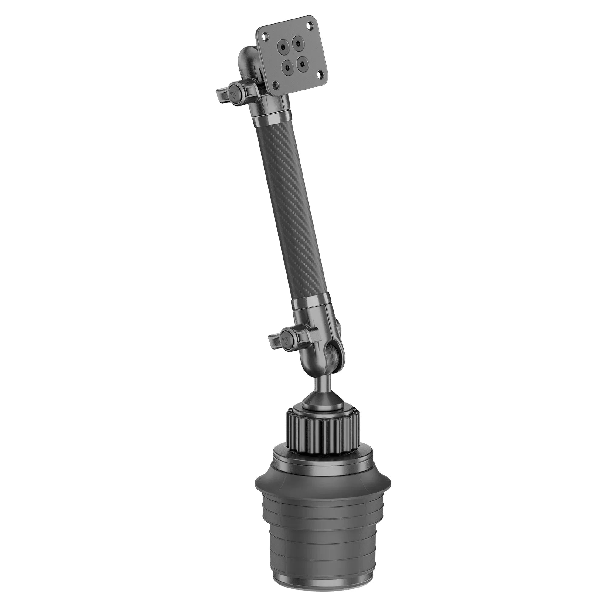Adjustable carbon fiber vehicle mount arm with suction base for overlanding accessories