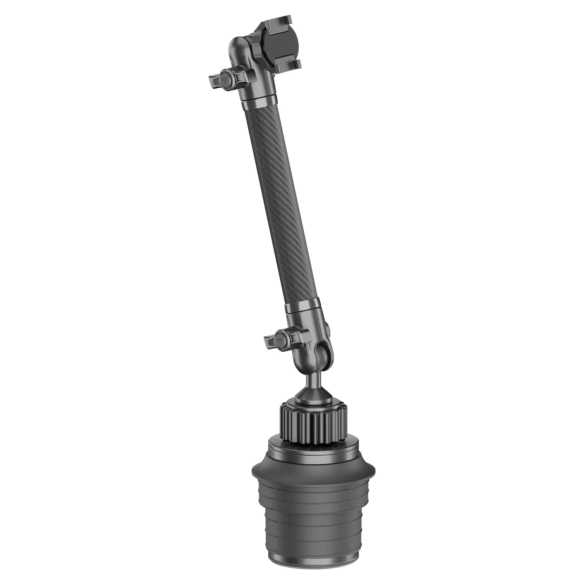 Adjustable black vehicle accessory mount for overlanding and adventure gear setup
