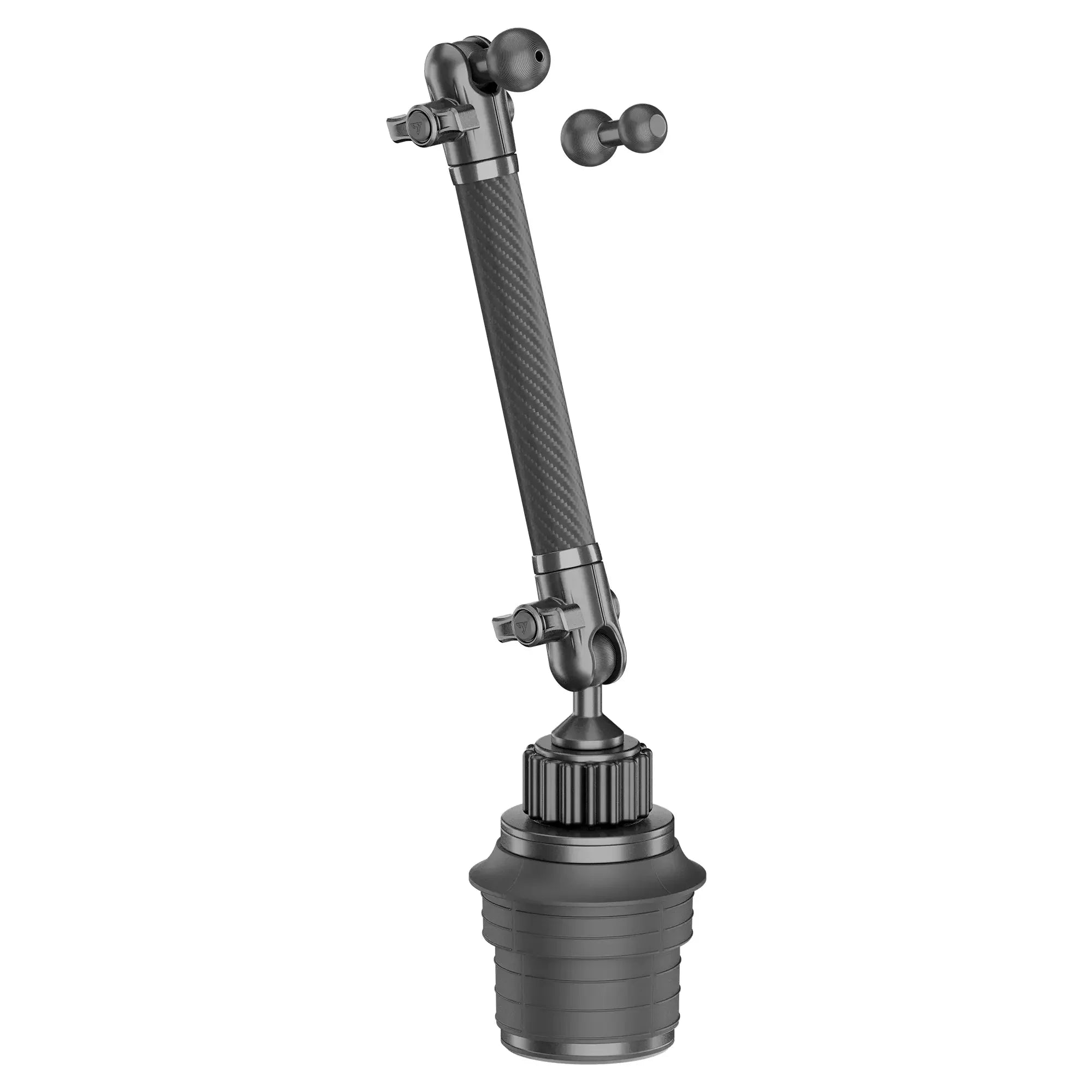 Adjustable vehicle accessory mount with carbon fiber arm and ball joint connectors