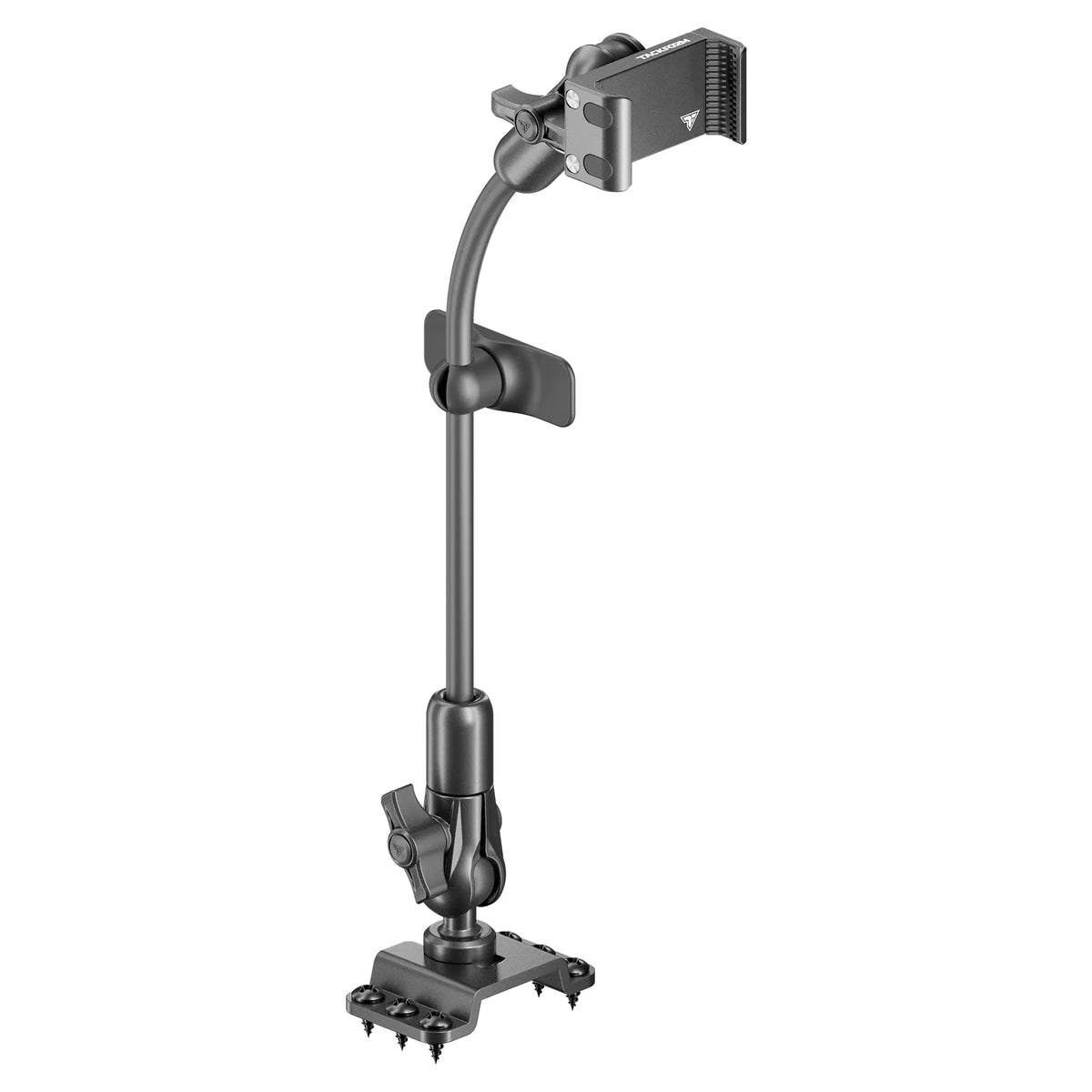 Tackform drill base mount with all-metal phone holder for universal fit