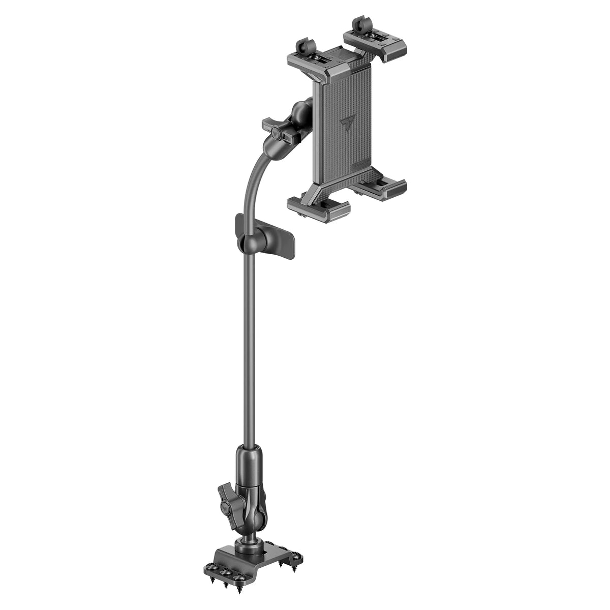 Tackform drill base mount with SLATE metal tablet cradle for universal fit