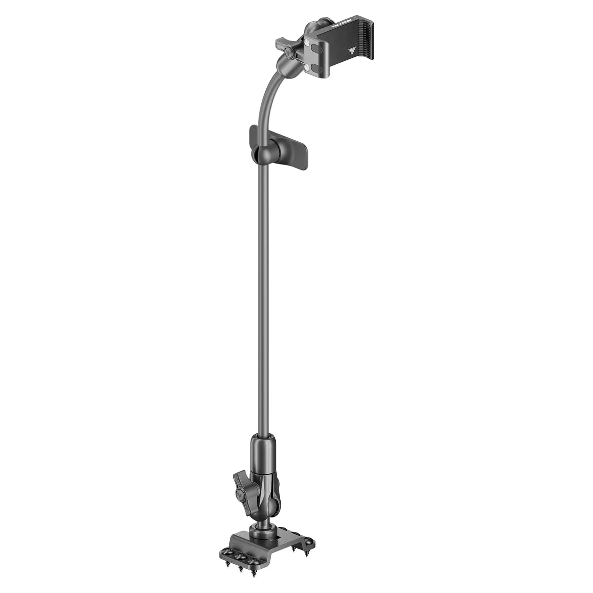 Tackform drill base mount with all-metal phone holder for universal fit