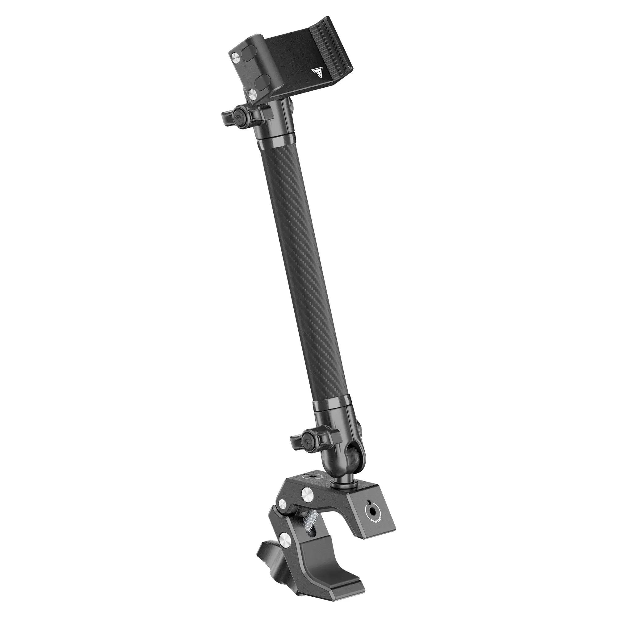 Adjustable mounting bracket with carbon fiber arm for overlanding gear and vehicle accessories