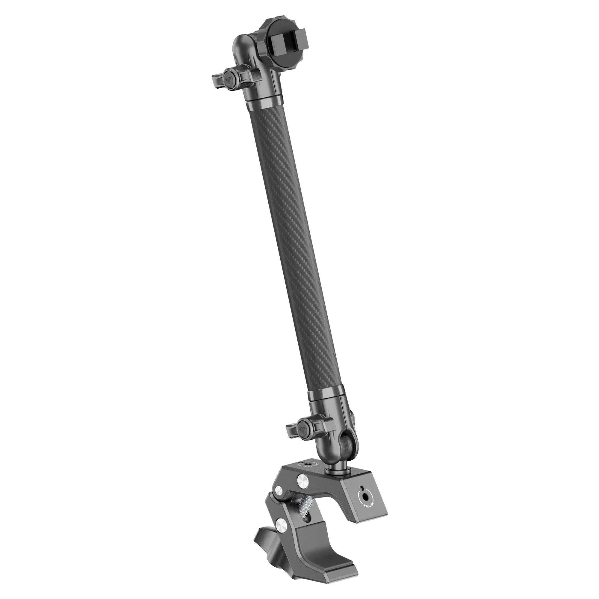 Adjustable metal mounting arm with clamp, ideal for overlanding and vehicle accessories