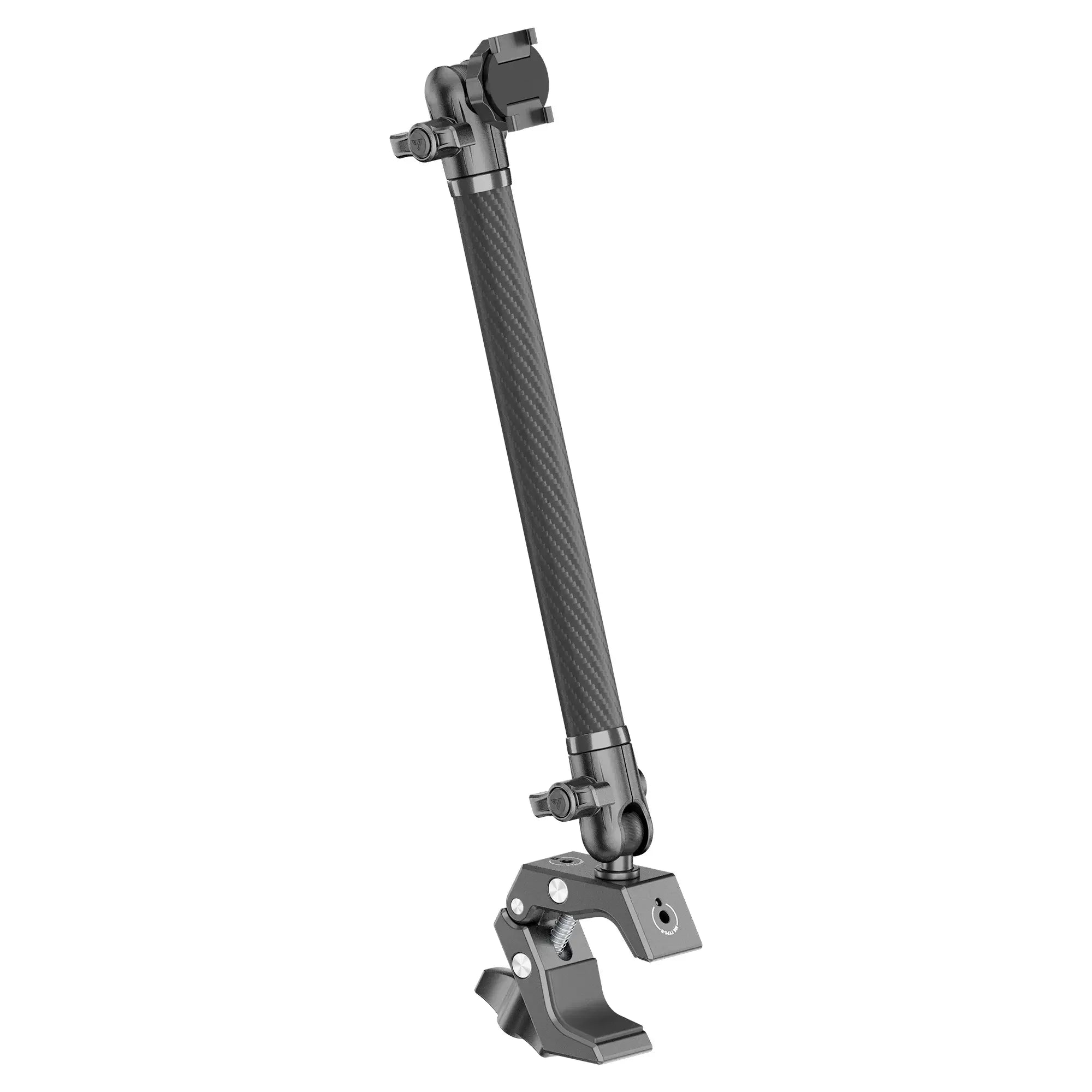 Adjustable mounting bracket with carbon fiber support arm for overlanding vehicles