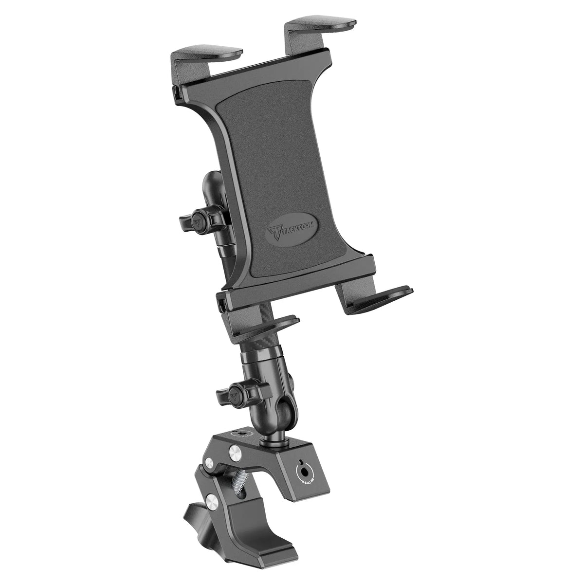Tackform composite tablet holder with grab handle bar clamp for universal fit